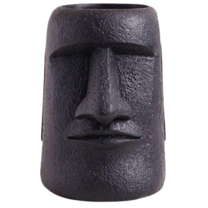 Statue Moai Noire Debout pour Jardin - Décoration Élégante