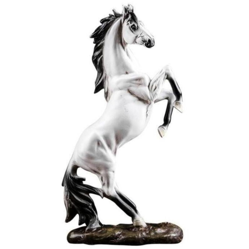 Casablanca Figurine Fille Sur Cheval 25 Cm Blanc Argenté - Sculpture Décorative Élégante