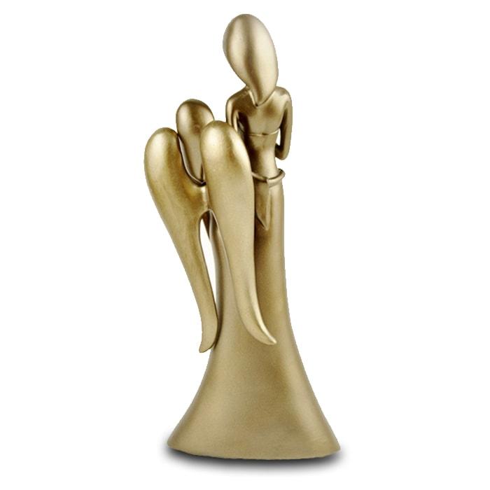 Statue Ange Décorative Résine Dorée Patinée 33 Cm – Très Bon état, élégance Assurée