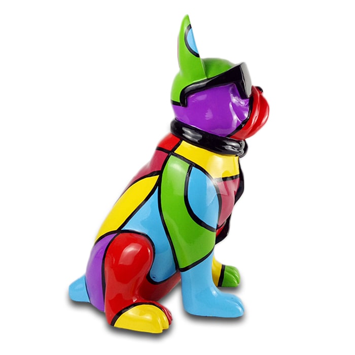 Statue en résine chien bouledogue anglais multicolore - Valentin - 31 Statue en résine chien bouledogue anglais multicolore - Valentin - 31
