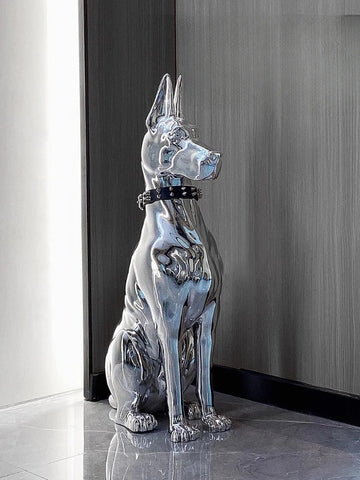 Statue en résine chien porte jardinière couleur pierre - en ance Statue en résine chien porte jardinière couleur pierre - en ance