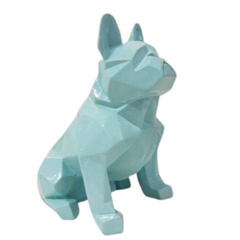 Statue Bouledogue Origami Bleu