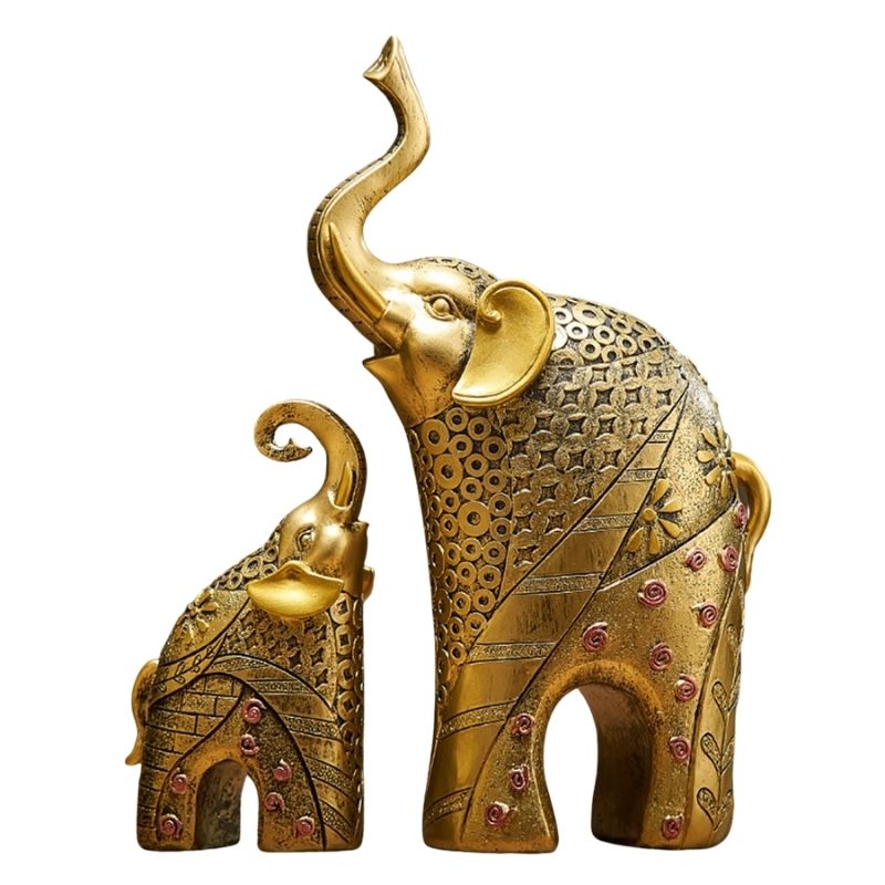 Totem éléphants Porte-bonheur – Motifs Hindous – Sculpture Patinée