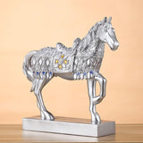 Statue de cheval argentée