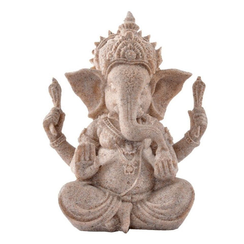 Statue En Pierre De Divinités Hindouistes Ganesh Tête D'Éléphant