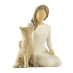 Statue Femme Assise Chien 