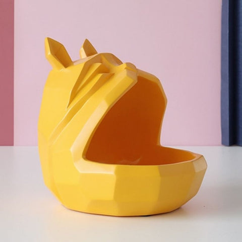 Statue tête chien jaune