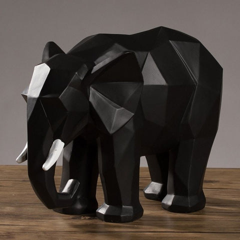 Statue éléphant origami noir