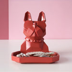 Statue chien bouledogue rouge