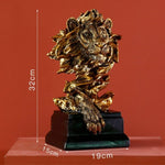 Statue tête de lion or