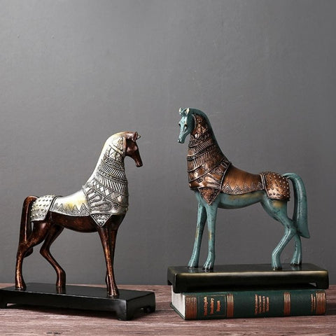 Duo statues cheval grec