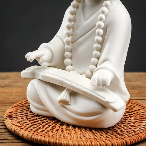 Statue bouddha porte bonheur - blanc