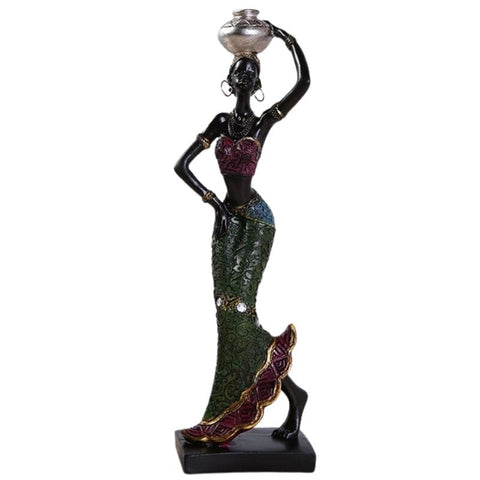Statue Femme Africaine Multicolore