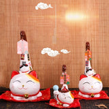 Trio de statues chat japonnais