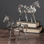 statues modernes chevaux argents