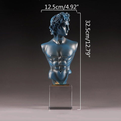 statue homme grec bleu