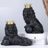 Statue de lion avec couronne