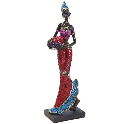Statue Femme Africaine Rouge
