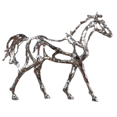 Sculpture d'un cheval cabré en metal recyclé. Statue en fer forgé tail –  Bazar du Monde