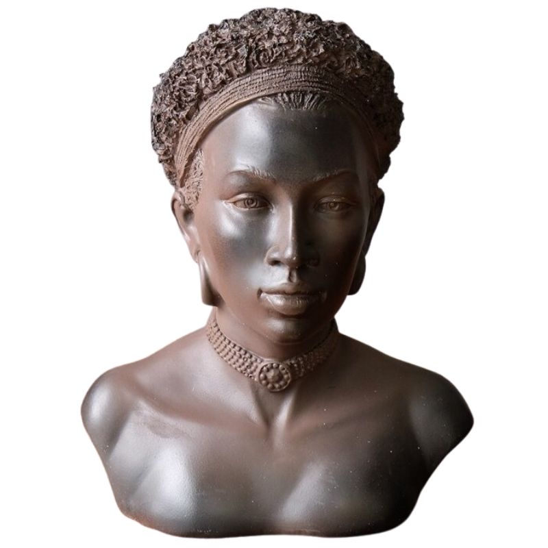 Art tribal Africain. Grande statue de femme Africaine Assise. - France