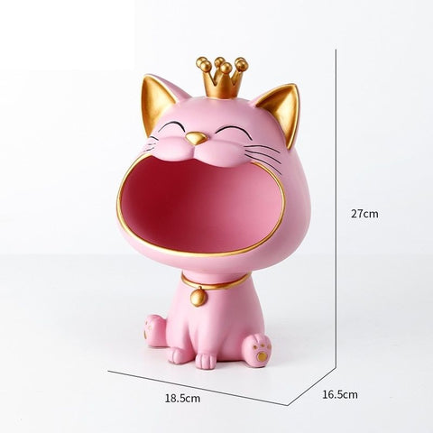 Statue de chat rose