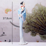 Taille statue geisha bleu