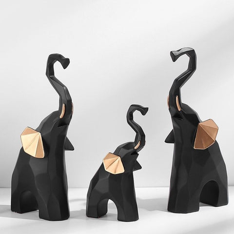 3 statues éléphant noire