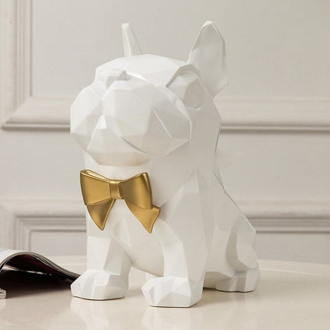 Statue chien blanc