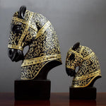 Duo statues cheval noir et or