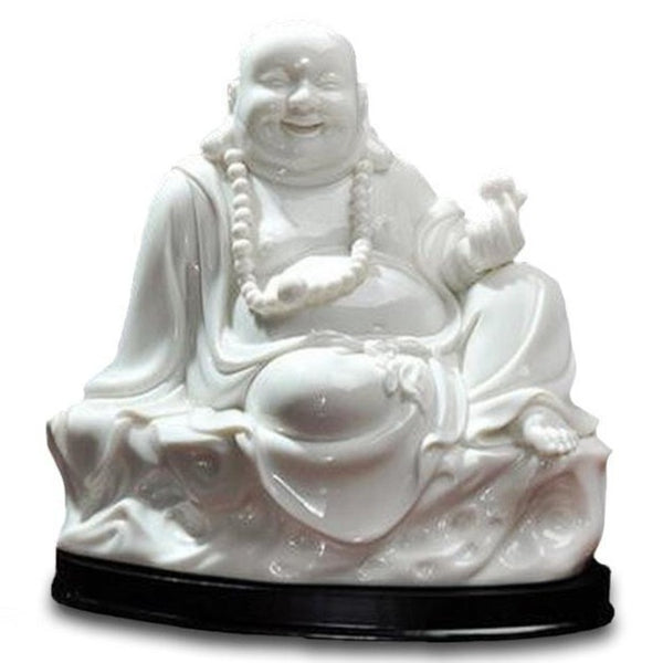 Statue Bouddha Rieur blanc 